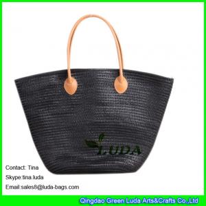 Wholesale LUDA black handbags cheap promotional pp braide straw beach tote handbags from china suppliers