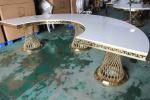 Small Waist Base MDF Table Top Half Moon Dining Table Set Stainless Steel Frame