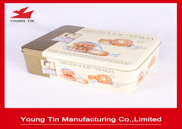 CMYK Printed Cookie Gift Tins Rectangle Shape Recyclable Full Color 0.23 MM