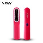 NASV Wireless 2 In1 Flat Iron Hair Straightener Brush Comb USB Plug LCD Display