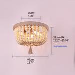 Retro round E27 LED adjustable height wooden bead ceiling chandelier lamp(WH-CI