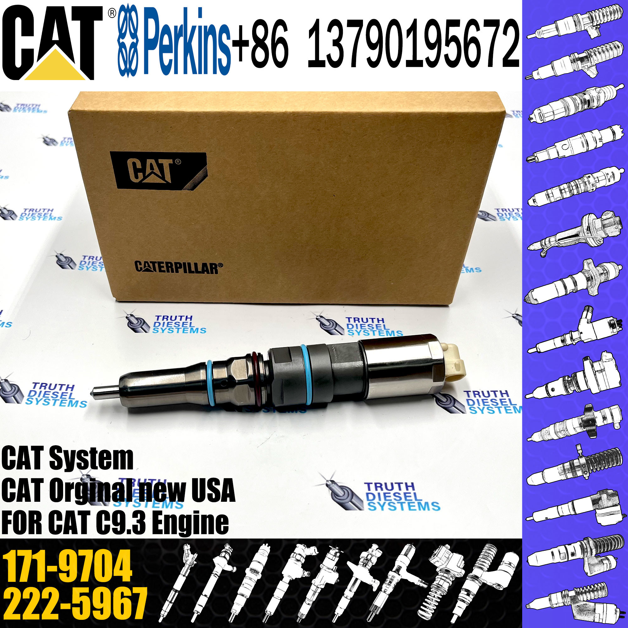 Diesel Common Fuel Rail Engine Injector 169-7408 171-9704 222-5967 196-1401 232-1175 222-5966