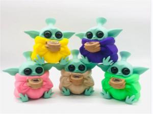 China Baby Yoda Silicone Tobacco Water Pipe Bong Bowls 18mm With Removable Pieces on sale