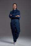 Food Processing Garment Resuable straight open zipper hooded coverall dark blue