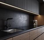 Modular Modern Kitchen Black Melamine Kitchen Cupboards Lacquer Painting Kitchen