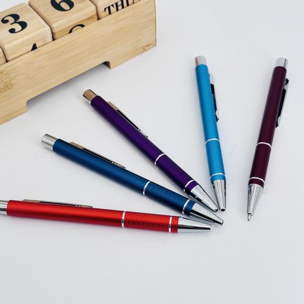 Aluminum Barrel Press Metal Ball Pen 1.0mm Matt Aluminum Ballpoint Pen Non-slip