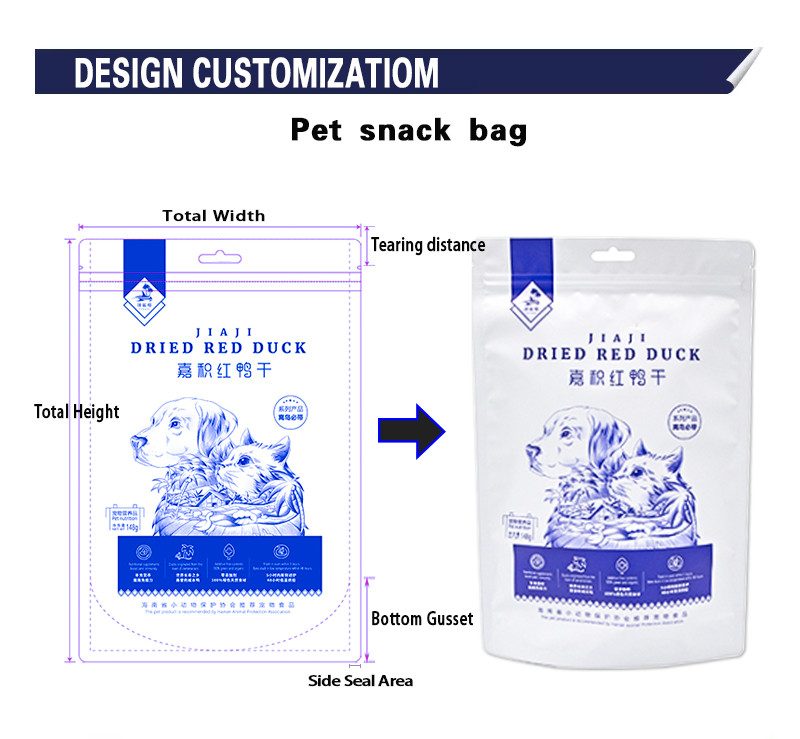 Pet Food Packaging Bag Printing Custom Manufacturer Pet Plastic Composite Standing Zipper Bag