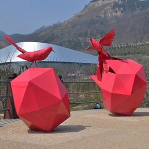 Unique Design Stainless Steel Red Bird Sculpture for Outdoor Public Art