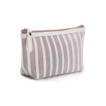 Plain Stripe Cotton Canvas Cosmetic Makeup Bag