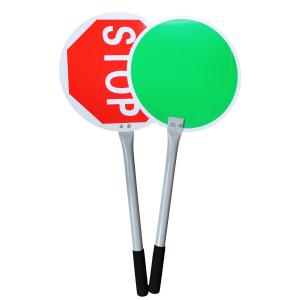 China Traffic Control Signs,Traffic Racket Red Stop/Green Warning Sign with Handgrip Length 40cm, Sign Bat 29cm on sale