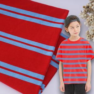 China Skin Friendly Cotton T Shirt Fabric 40S Double Yarn Striped Jersey Texture on sale