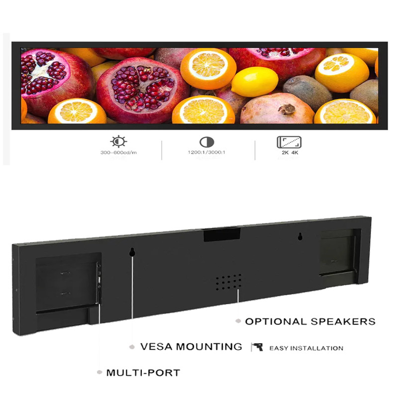 Ultra Wide Stretched Bar LCD Display Wall Mount 19.5 Inch 24 Inch 35 Inch