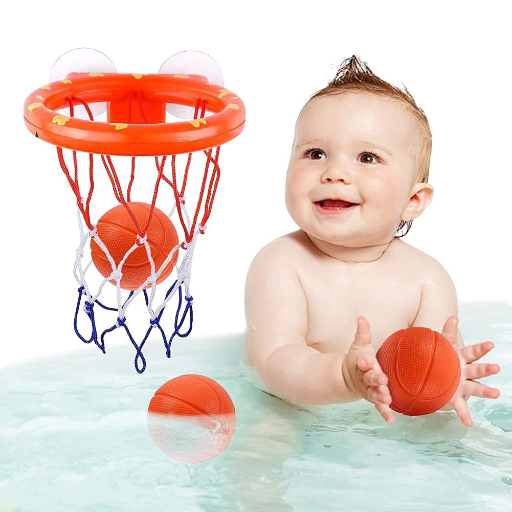 Bathtub Basketball Hoop for Toddlers Kids Boys and Girls 4 Soft Balls Set Suction Cup