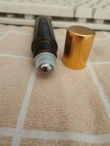 Wholesale 5ml 10ml 15ml 30ml Amber glass Roll on bottle with steel roller and gold aluminum cap from china suppliers