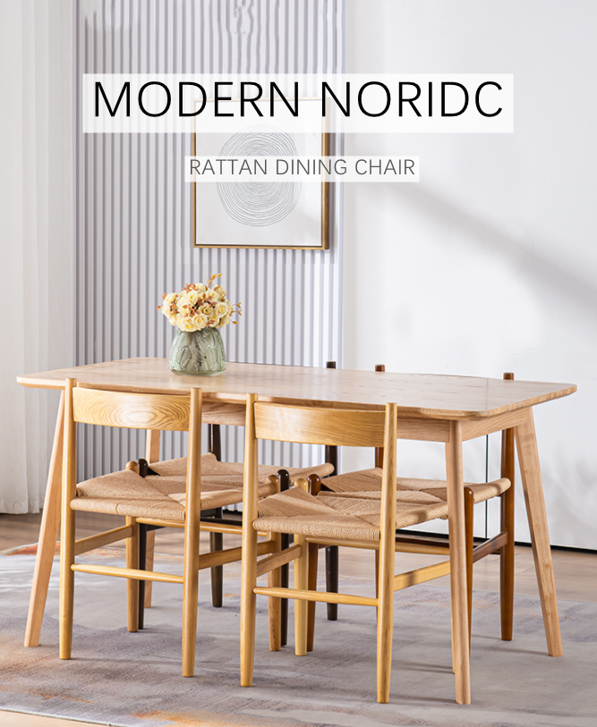 Dining Room Furniture Nordic Wood Rattan Dining Chair for Custom Needs