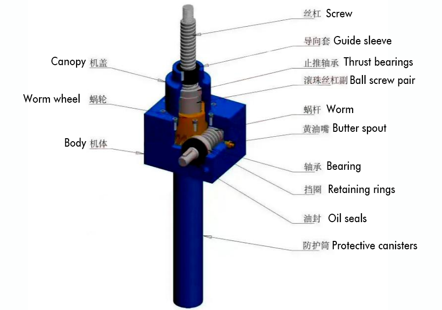Glass-Lined Vessel Lifting 15t Bolted Electric Lead Screw