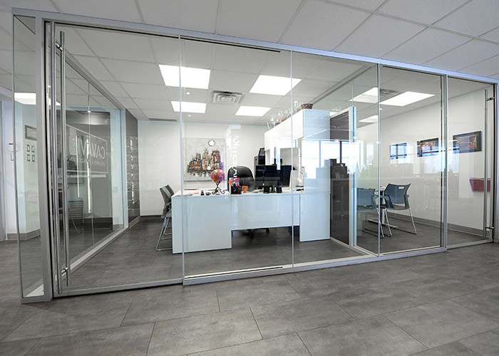 Glass Partition Wall Frameless Or Framed White Black Frame Single Double Glass Clear With Door