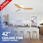 Remote Control 42 Inches Wood Blades Ceiling Fan Pure Copper DC Motor Five Wind