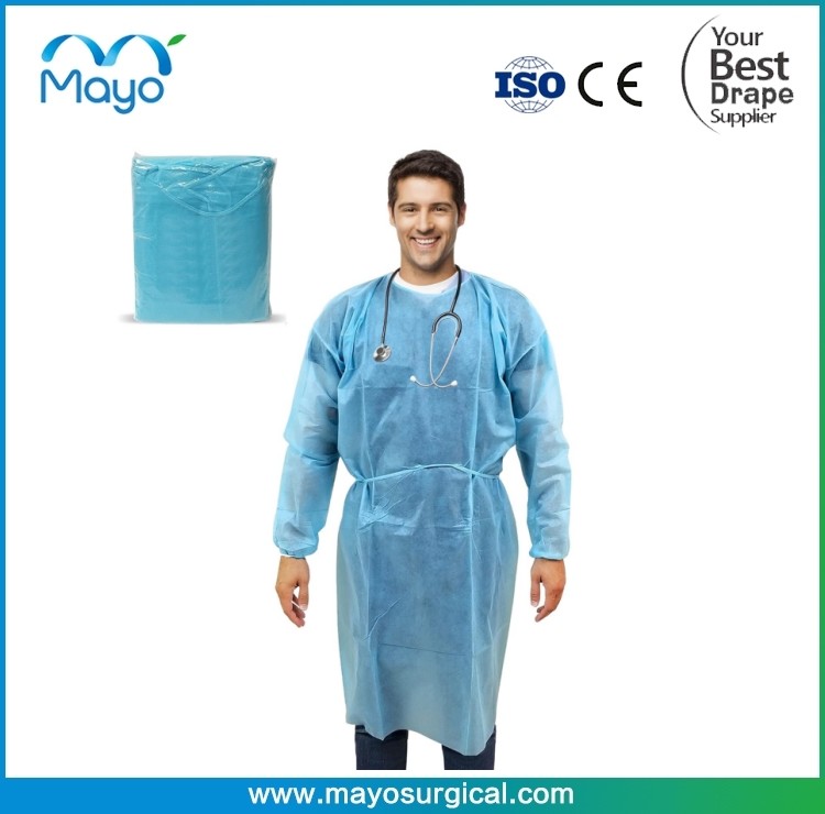 40gsm PP Medical Disposable Isolation Gown With Knitted Cuff For Dental And Hospital Use