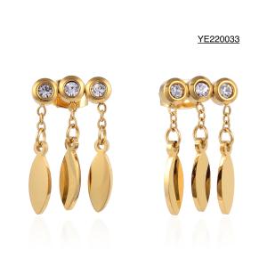 Wholesale Rhinestone Tassel Sequin Drop Earrings Fashionable 14k Gold Plated Earrings from china suppliers