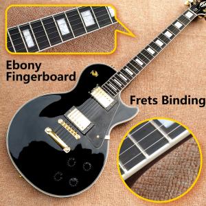 Wholesale LP Custom Shop Black Color Electric Guitar EBONY Fretboard Binding frets Golden Hardware from china suppliers