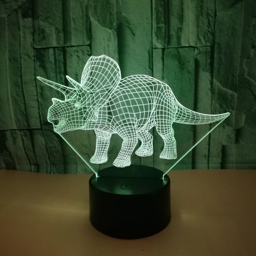 Foreign trade new dinosaur 3D night light Colorful touch LED visual light Gift atmosphere LED stereo table lamp