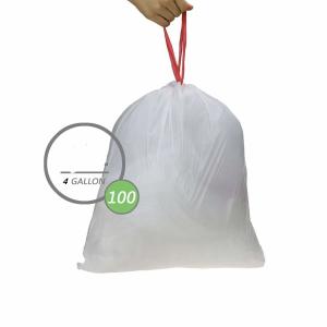 China Rolled Drawstring Kitchen Trash Bags , Hdpe Trash Bags White Colour on sale