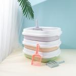 Zoopollo 4L Large Semi Closed Litter Box With Scoop Purple Green