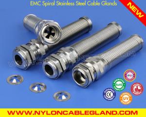 Wholesale EMC Version 304 or 316 Grade Stainless Steel Cable Glands PG7~PG48 with Spiral Flexible Strain Relief Protector from china suppliers