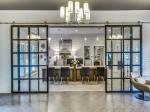 Manual Modern Interior Doors Hidden Track Mirrored Aluminum Tempered Glass