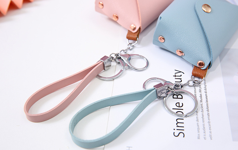 Customized Logo Genuine Leather Minibook Coin Purse for Coin Lanyard Bag