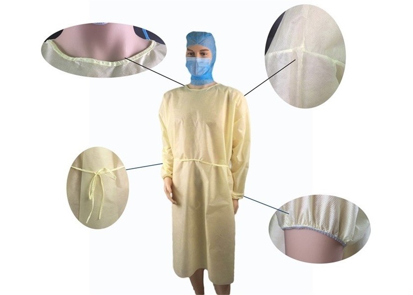 Blue PP Long Sleeve Hospital Disposable Isolation Gowns Anti Dust For Lab / Industry