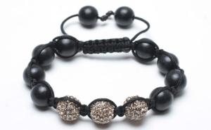 Wholesale Shamballa Bracelet, Black Ebony Rounds &amp; Citrine Crystal Pave Beads from china suppliers