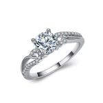 Women Sterling Silver Created White Sapphire Engagement Ring (RE111)