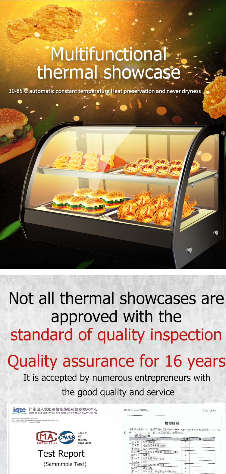 Temperature-Regulated 2 Layers Electric Food Warmer Display for Commercial Kitchens