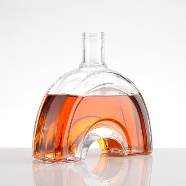 Custom Logo Embossed Clear Glass Bottle 500ml 700ml 750ml for Rum Tequila Gin