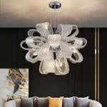 Luxury Glass Chandelier For Living Room Led Modern Home Decor Flower Chandeleir
