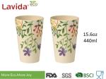 Watercolored Flower Style Bamboo Fiber Cup Disposable Shatter - Proof Tall Big