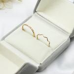 Hug Adjustable Titanium Wedding Ring Set Alloy Gold Transparent Diamond Ring