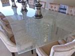 8mm America Popular Cracked Ice Laminated Glass Table Top in Villa Square Design