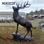 Park decor beautiful wild animal artwork cast bronze elk sculpture