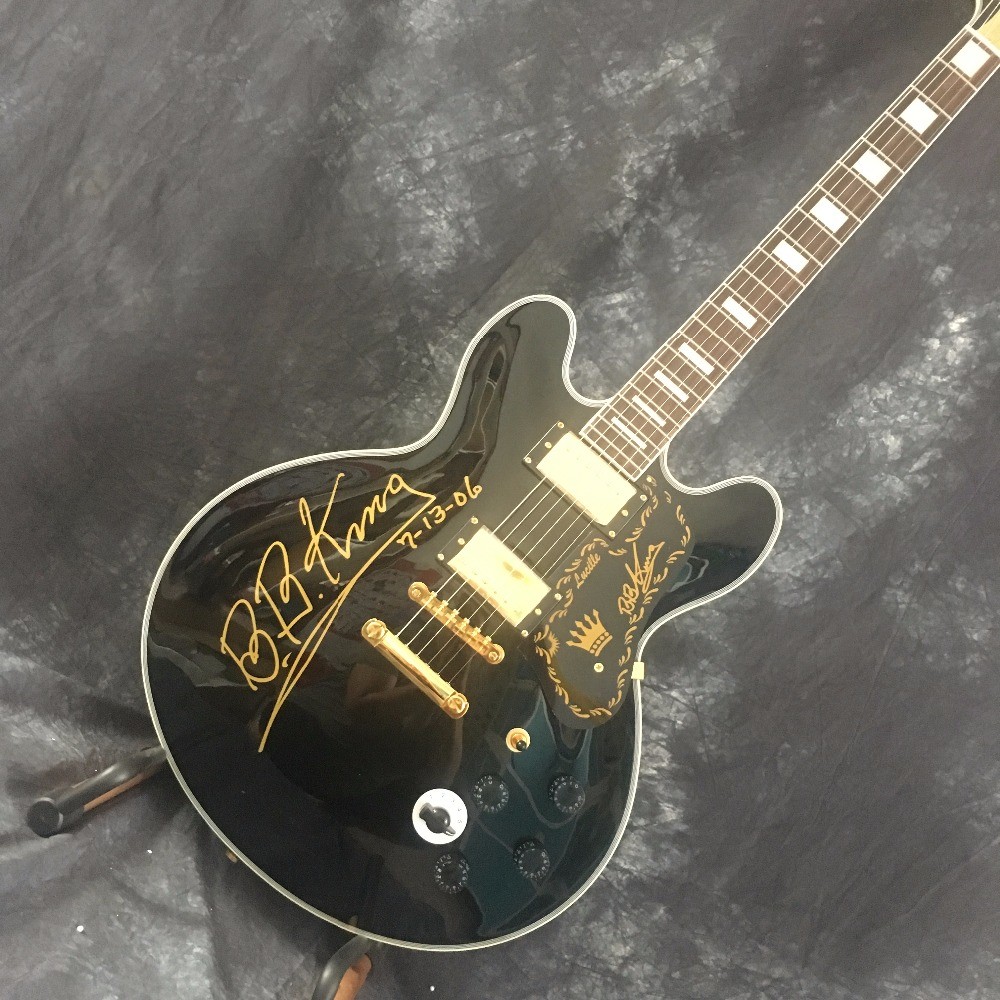 Hollow Jazz Guitars BB King Crown Electric Guitar in Black