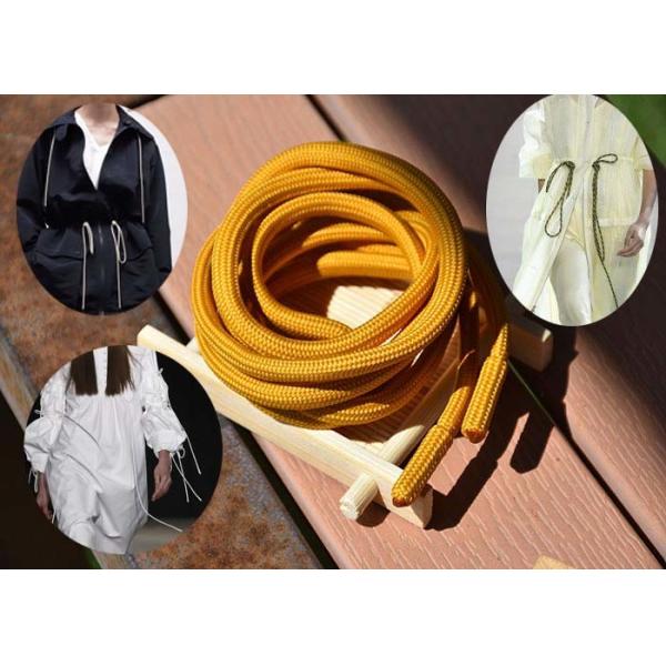 Garments 5mm Round Polyester Drawstring Cord Metal And Fabric Ends