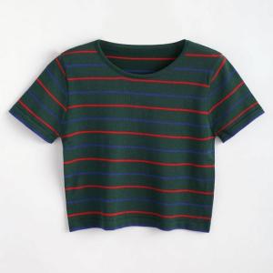 Wholesale Custom Logo Stripe Cotton T Shirt Printing for Women from china suppliers