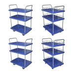 900x600mm Three Decker Plastic Platform Trolleys With 660lbs Capacity