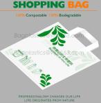 Promotional White EN13432 Certified Compostable shopping bag for supermarket,