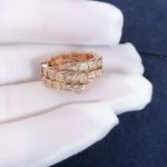 Elegant 18K Gold 2 Row Diamonds Serpenti Viper Ring Diamond Ring Yellow Gold