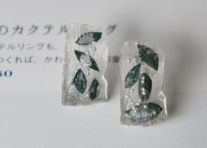 Wholesale Forest's Eyes Real Eucalyptus Leaves Ice Transparent Clip And Stud Earrings Women Fashion from china suppliers