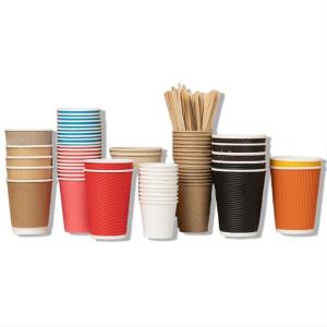 Wholesale Custom Printed Logo Eco-Friendly Disposable Biodegradable Paper Cups Lids Double Wall Single Wall Cups from china suppliers