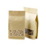 Clear Stand up Flat Bottom kraft paper k bags with clear window